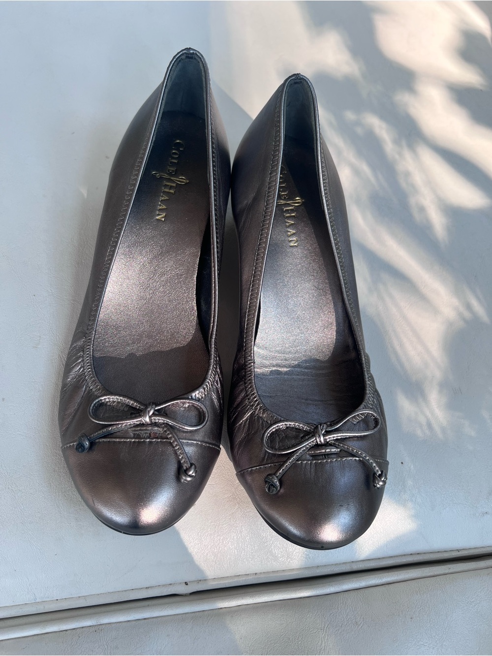 Cole Haan Nike Air Metallic Charcoal Ballet Flats with Bow